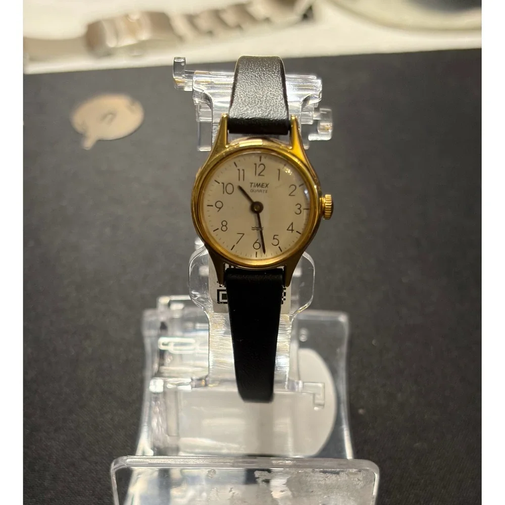 Timex Quartz Watch Womens Black Gold Analog Water Resistant Classic